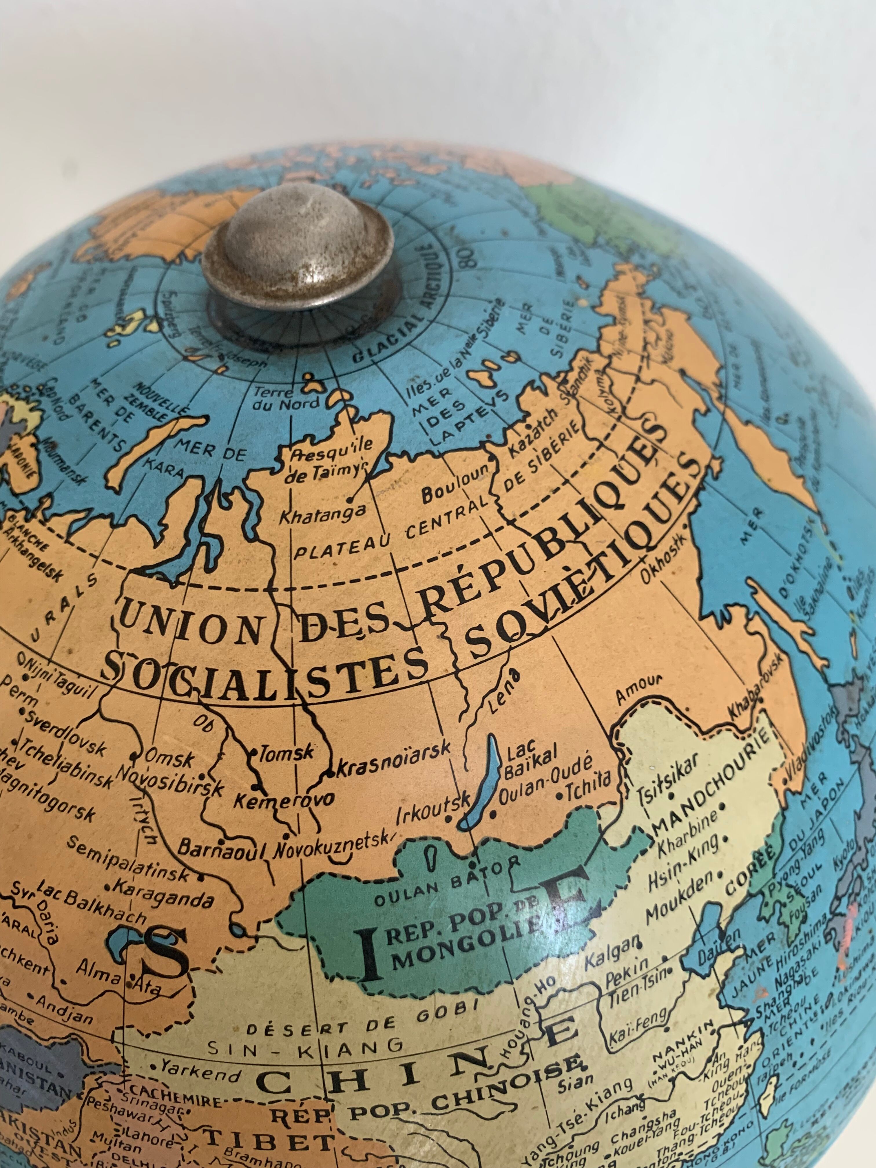 Vintage globe 1960 terrestrial Taride tripod - 28 cm