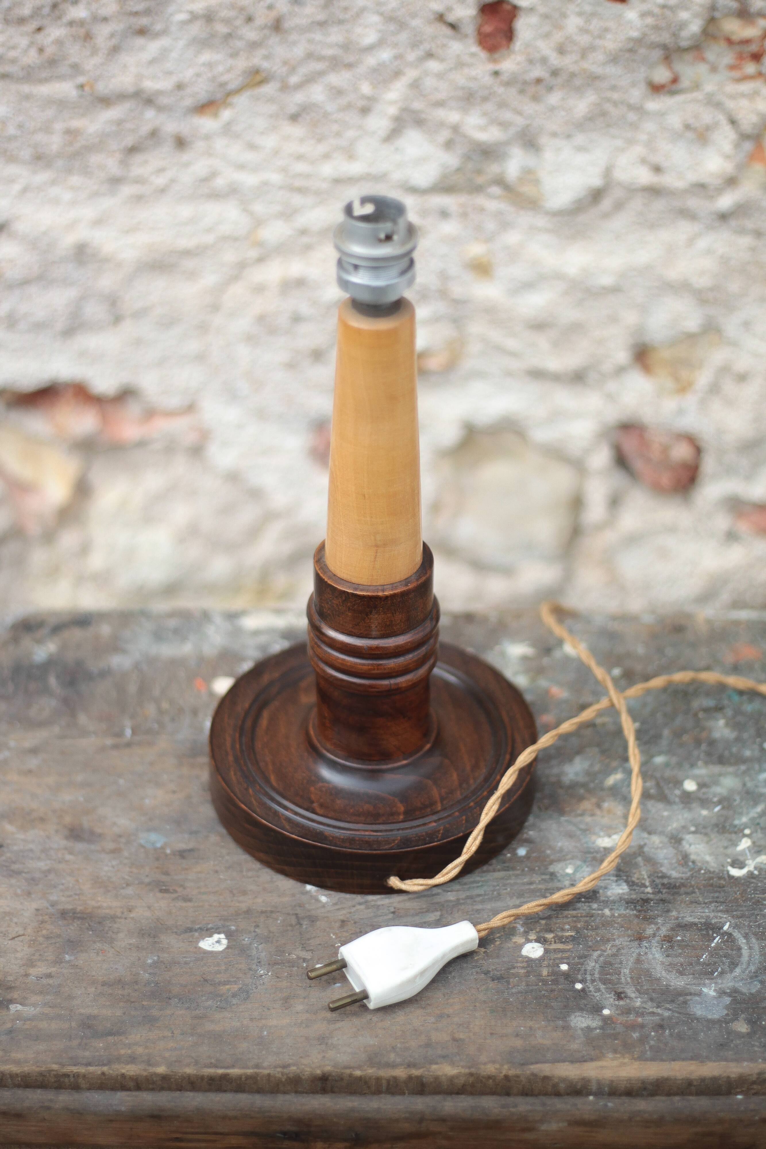 Art Deco wooden lamp, vintage wooden lamp base, table lamp.