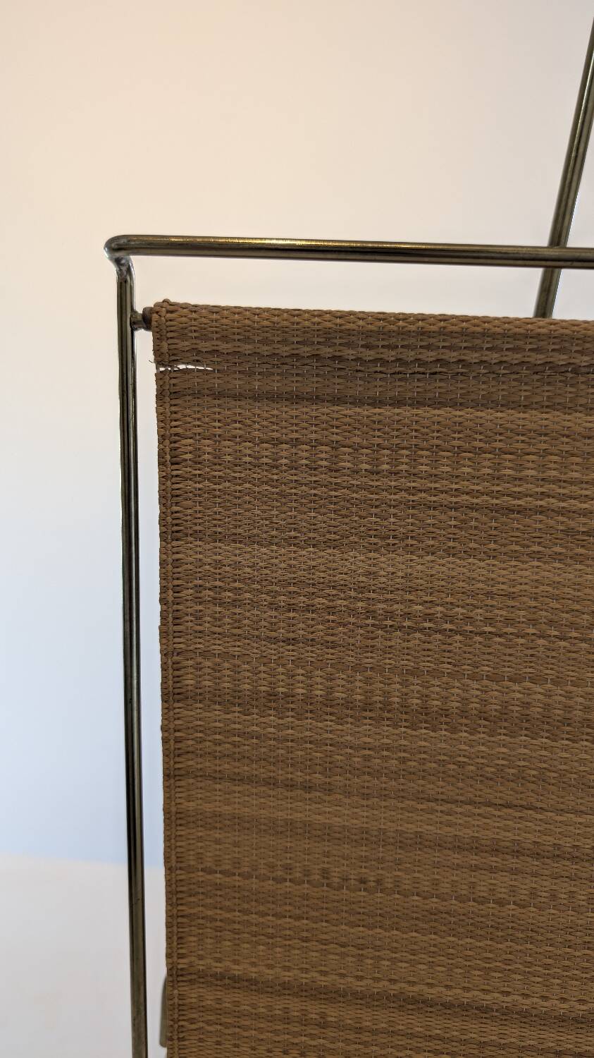 Swedish brass and raffia magazine rack
