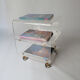 side table on wheels in plexiglass designed by David Lange 1970
