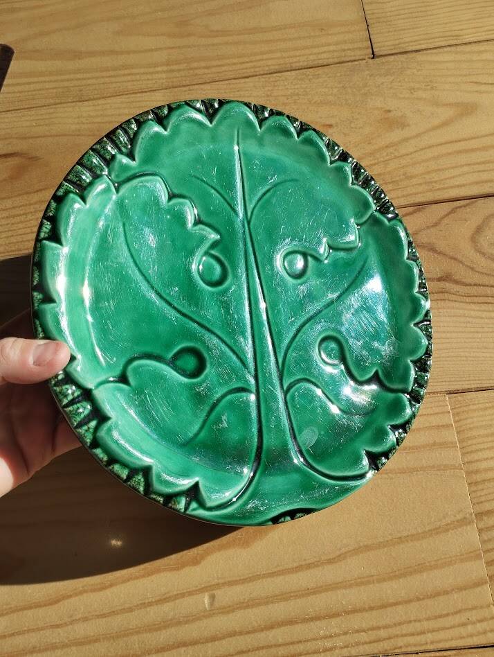 flat dish in slipware