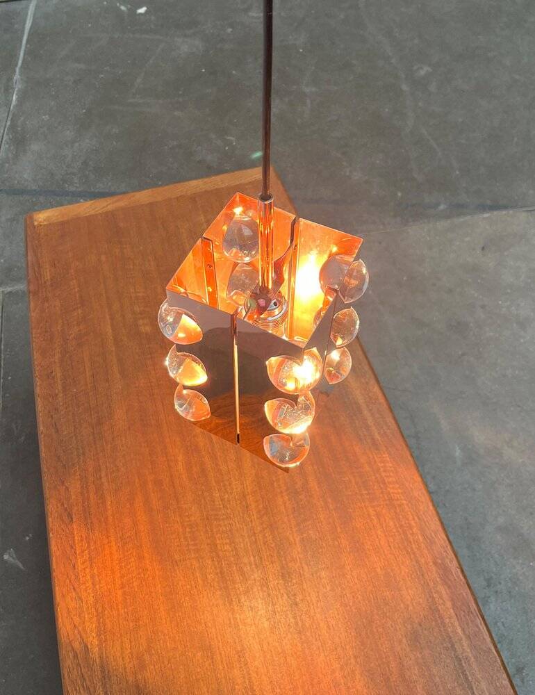 Suspended lamp in acrylic and copper, German mid-century by Cosack, 1960s.