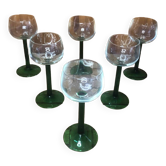 Série de 6 verres à vin ballon alsace verre vert vintage