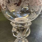 Baccarat crystal lantern with engraved foliage decoration.