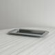 Small rectangular tray made of lightweight metal.