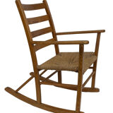 Mid century pine & sisal rocking chair, 1950s