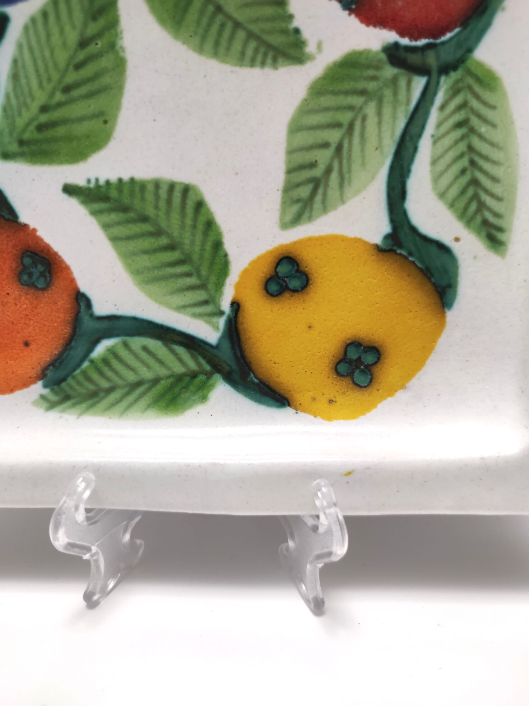 Set of Six Vintage Square Hand-Crafted Earthenware Plates by De Simone, Italy