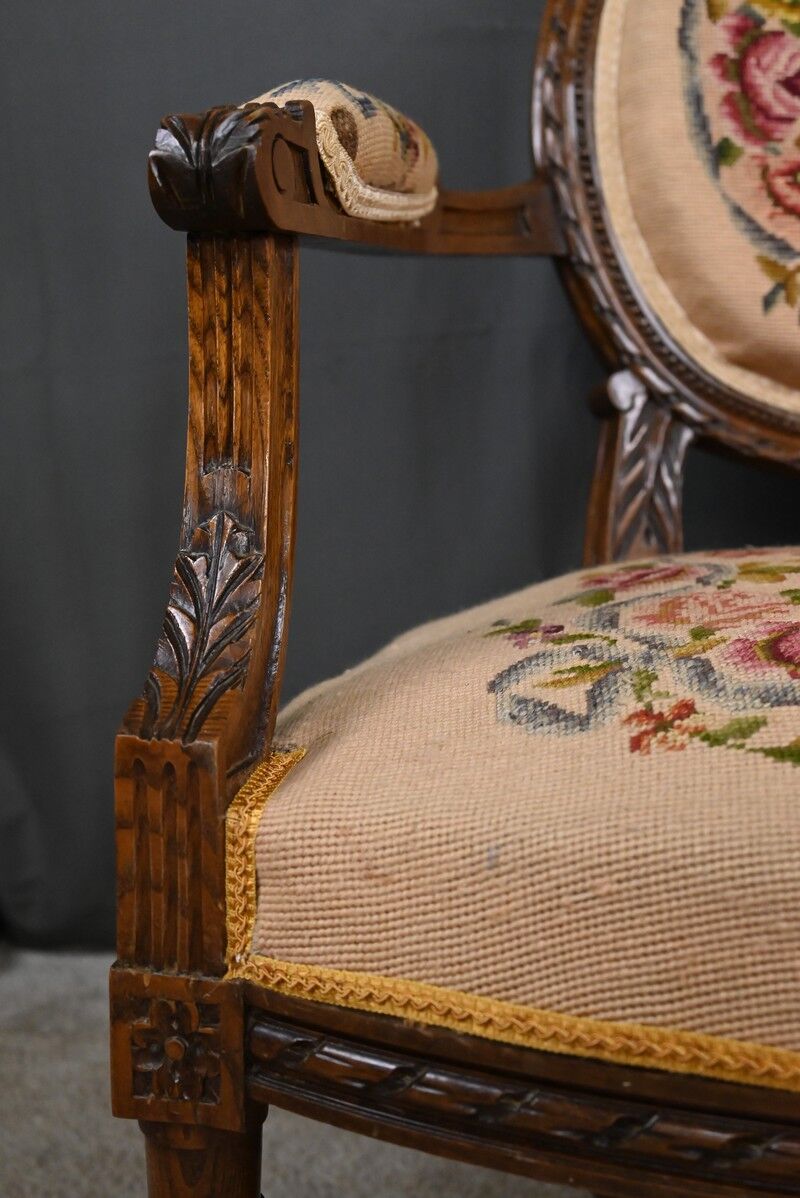 Beech canapé, stained, Louis XVI style - 1920
