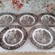Set of 5 flat plates in English Iron Earth country decoration brown marli floral