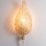 Frosted glass leaf wall lamp by Hillebrand, Germany, 1970s