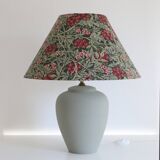 Matte ceramic floor lamp with printed trapezoidal shade