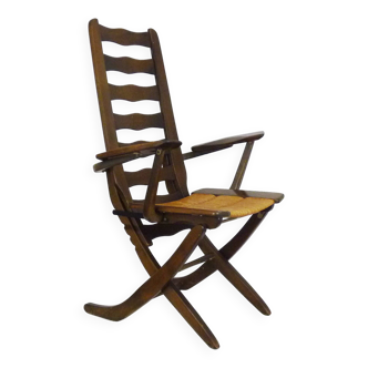 Fauteuil, transat en hêtre par Triconfort, France 1960