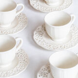 6 antique cups in openwork lace earthenware