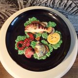 Vallauris trompe-l'oeil plate in slip