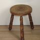 Vintage French Handmade Wooden Milk Stool with 3 Spindle Legs and Bullseye Seat 5311