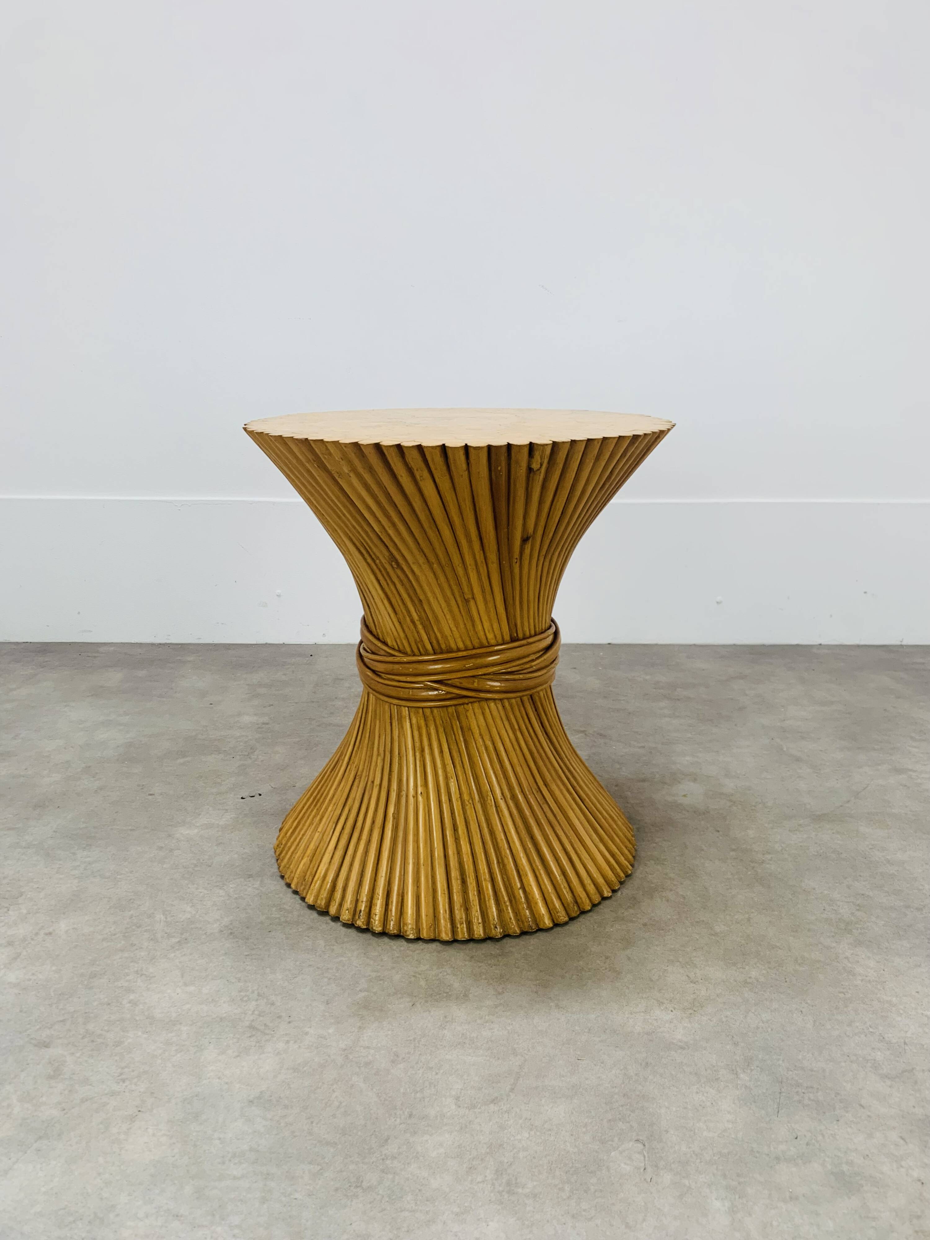 McGuire Bamboo Dining Table, Wheat Sheaf, 4 Person, Vintage