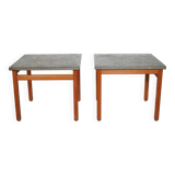 Mid-century side table set teak slate table 60s 70s vintage