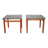 Mid-century side table set teak slate table 60s 70s vintage