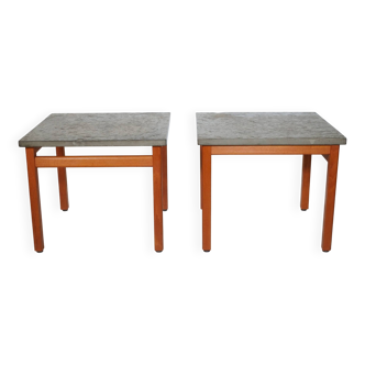 Mid-century side table set teak slate table 60s 70s vintage