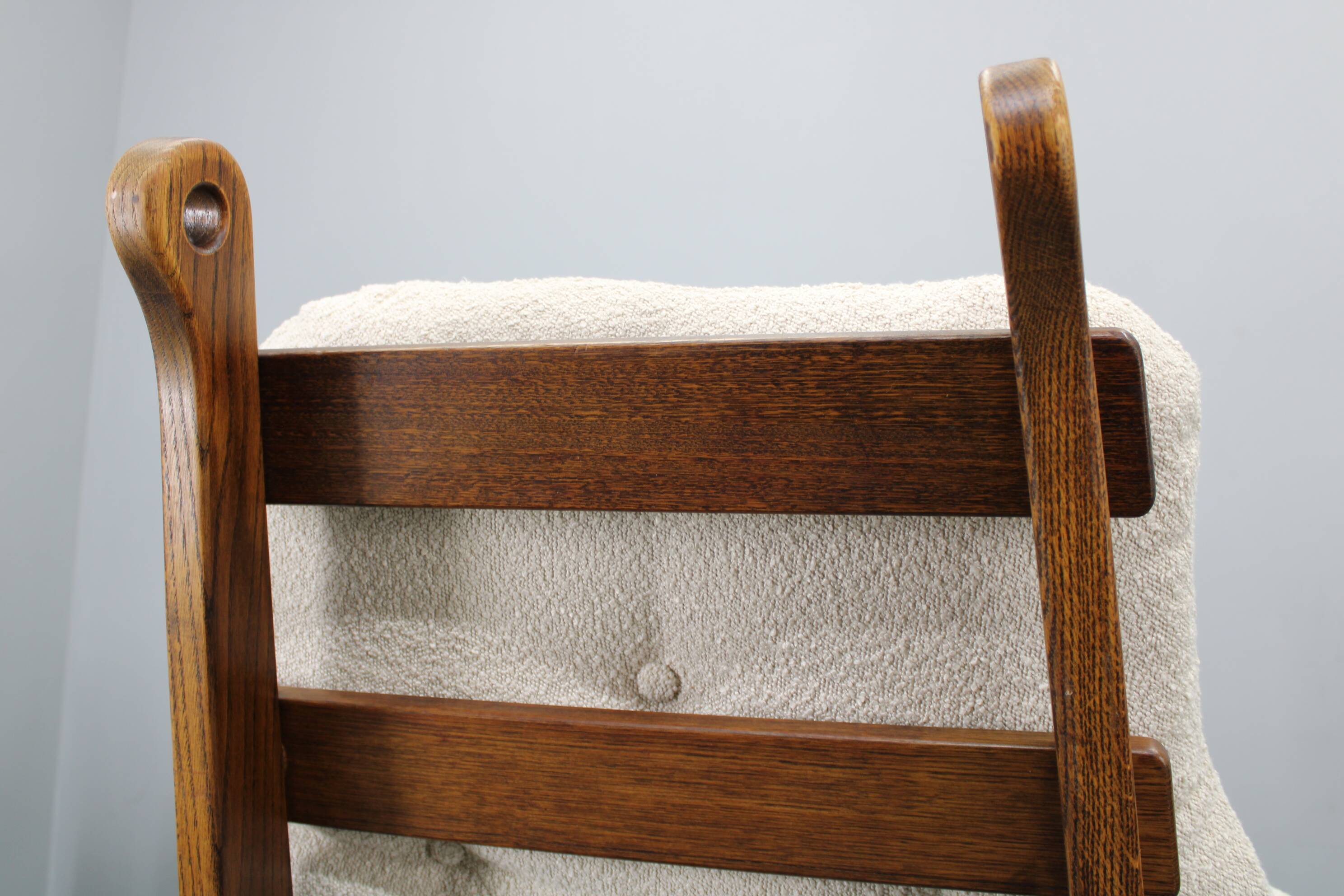 Pair of Brutalist oak armchairs, Czechoslovakia, 1970s