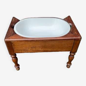 Ancien bidet vers 1900 bois et porcelaine