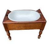 Ancien bidet vers 1900 bois et porcelaine