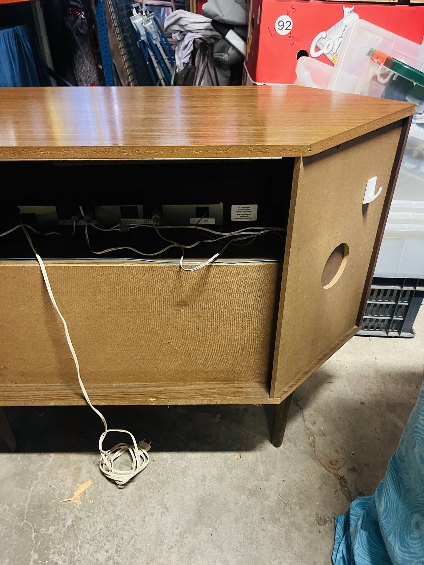 Functional hi-fi furniture with radio and turntable.