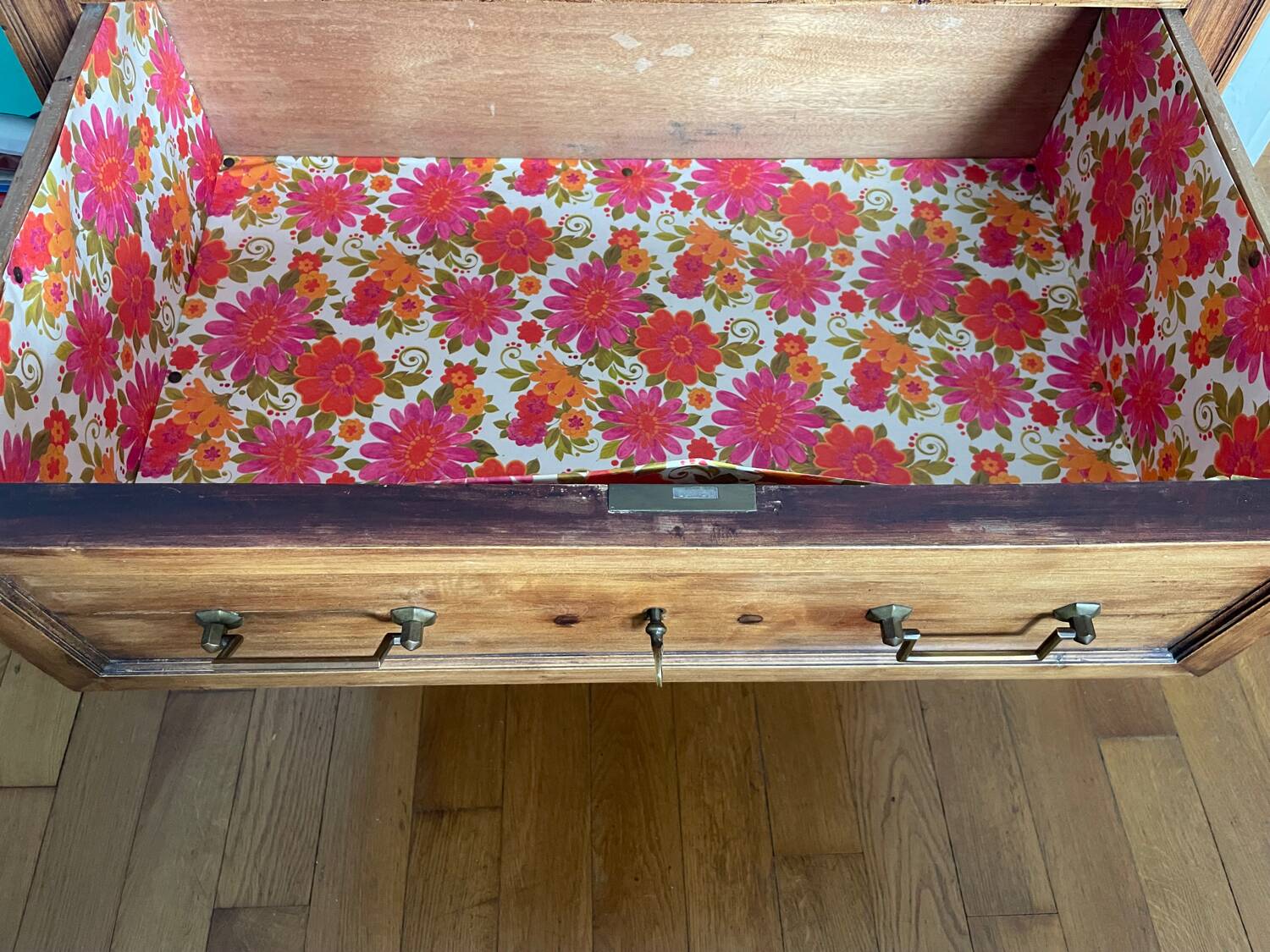 Antique wooden order with black marble top