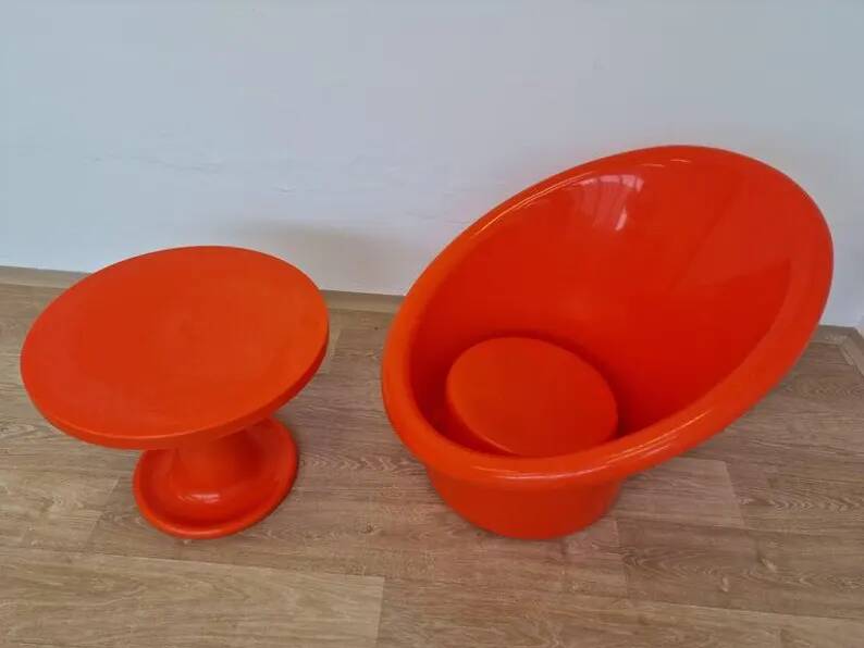 Skopa Lounge Chair and Table, Ole Gjerløv Knudsen & Torben Lind, Ikea, 1970s