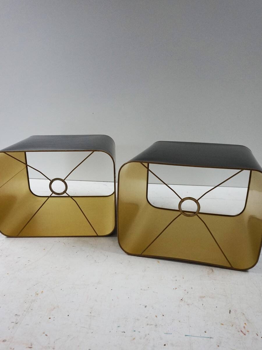 Paire de lampes de table JLB Hollywood Regency en laque noire et laiton doré, 1970s