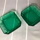 Vintage square ramekins made of Arcoroc glass - Emerald Green