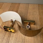Pair of gilded brass and varnish sconces from SCE circa 1980
