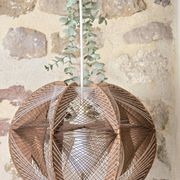 Vintage Scandinavian suspension string art wood and thread – 1970s design