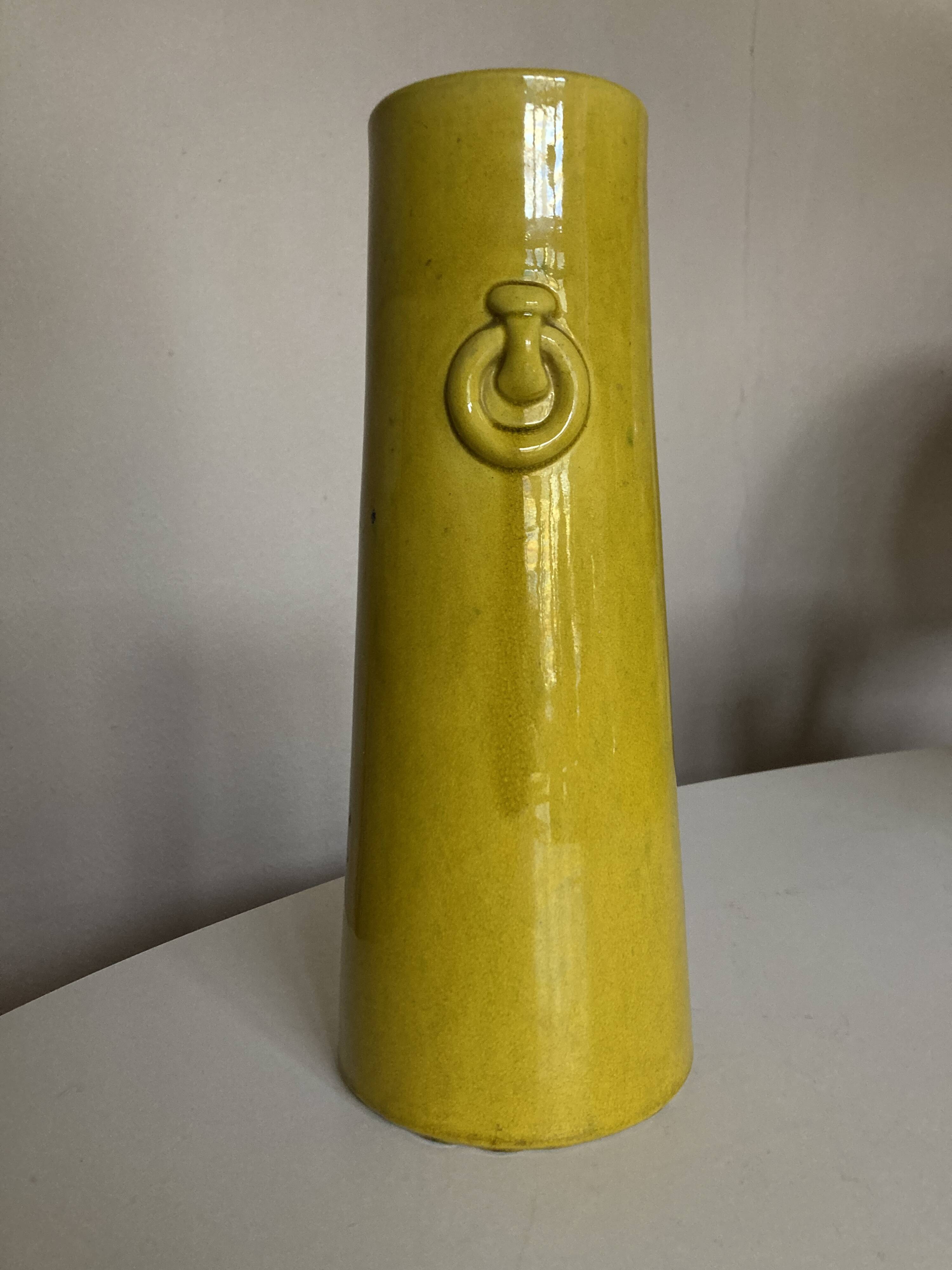 Scandinavian mimosa glazed earthenware vase neo classic mid century modern 1970