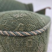 1950s, Danish 3-seater sofa, green/beige furniture wool fabric, oak wood.