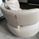 Design swivel armchair "CURL" by Roche Bobois - Light Grey Leather