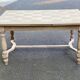 Extendable rectangular farmhouse table renovated oak and marquetry 255cm