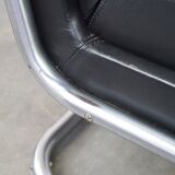 Vintage brown leather Bauhaus design armchair by Ahrend de Cirkel from the 1950s