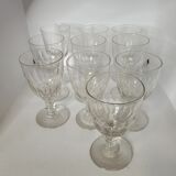 Set of 10 faceted wine or water glasses