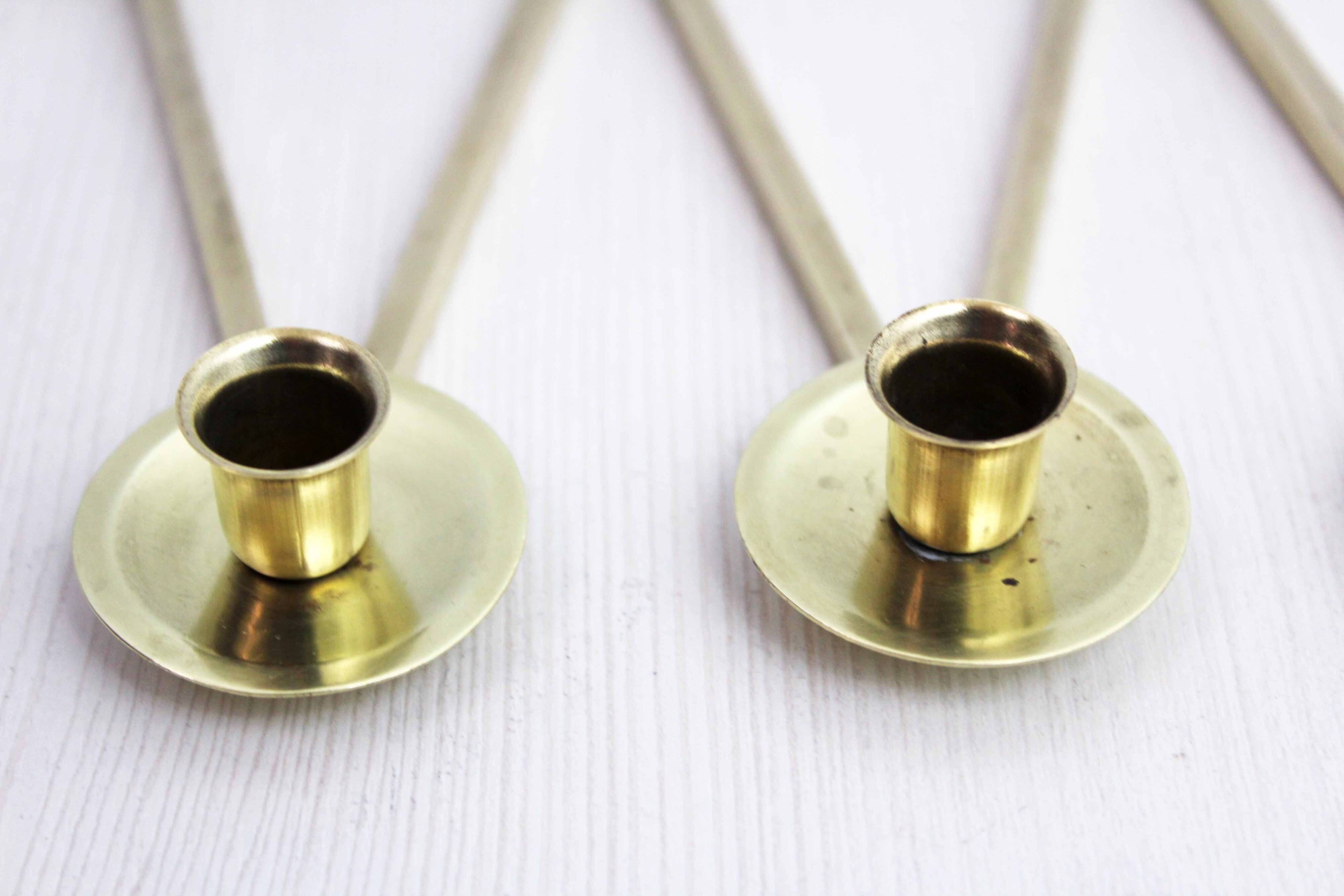 Margareta candle holder by Lars Holmström, brass accordion candle holder 1950