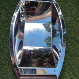 Art deco dish in stainless steel and teak