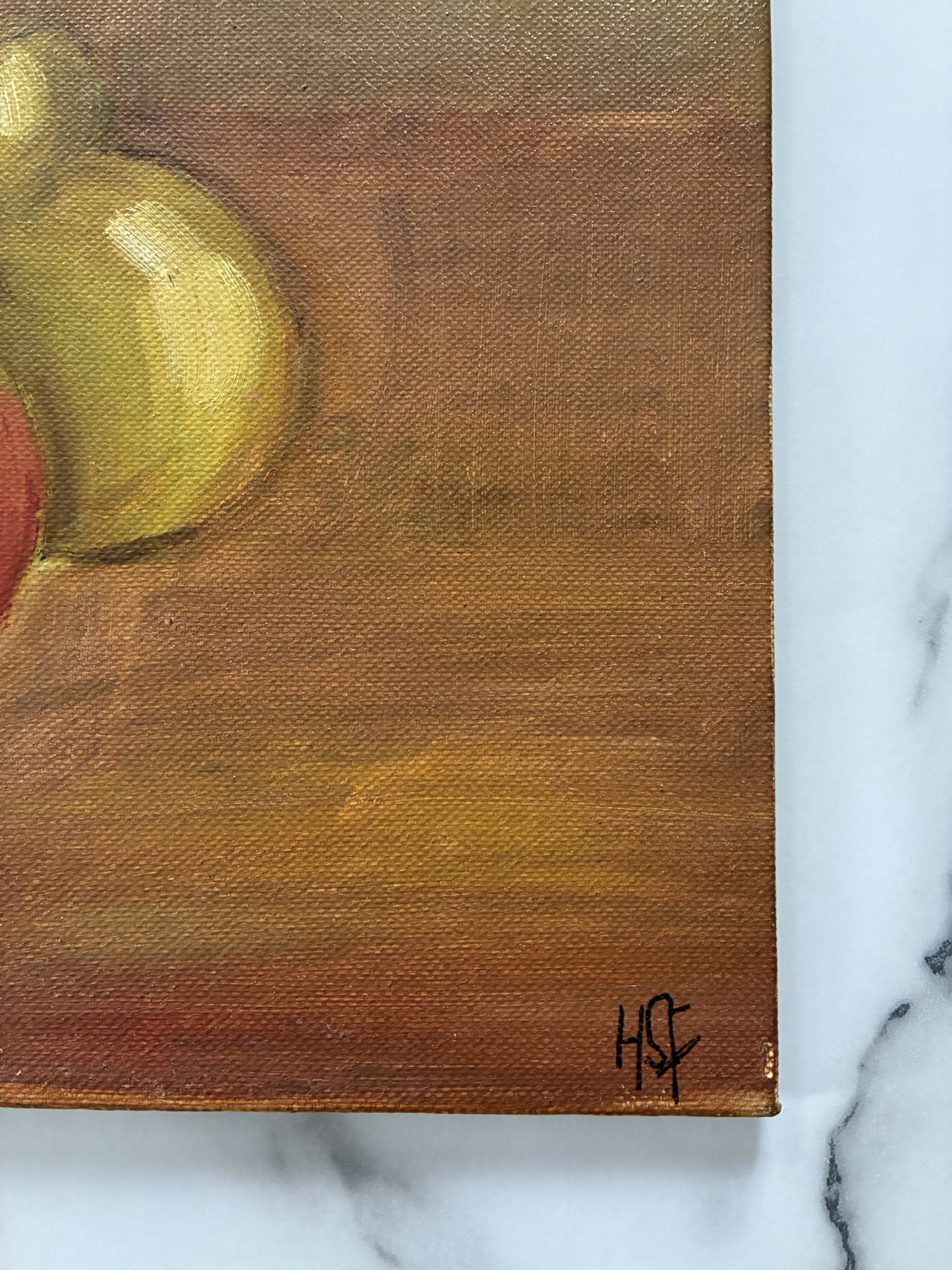 Still life oil on cardboard canvas