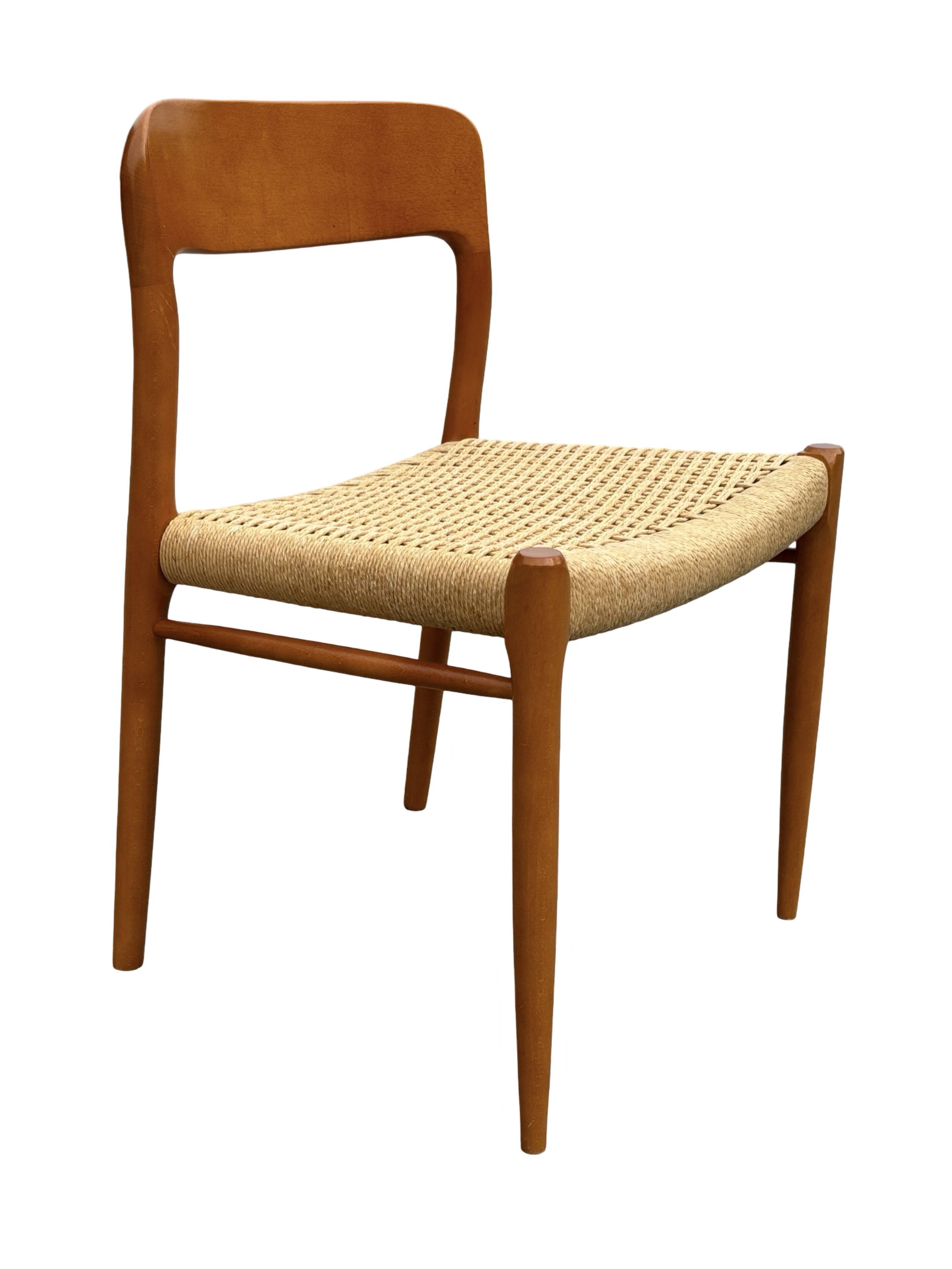 Set of 4 JL Moller model 75 chair by Niels Otto Moller Danish Design