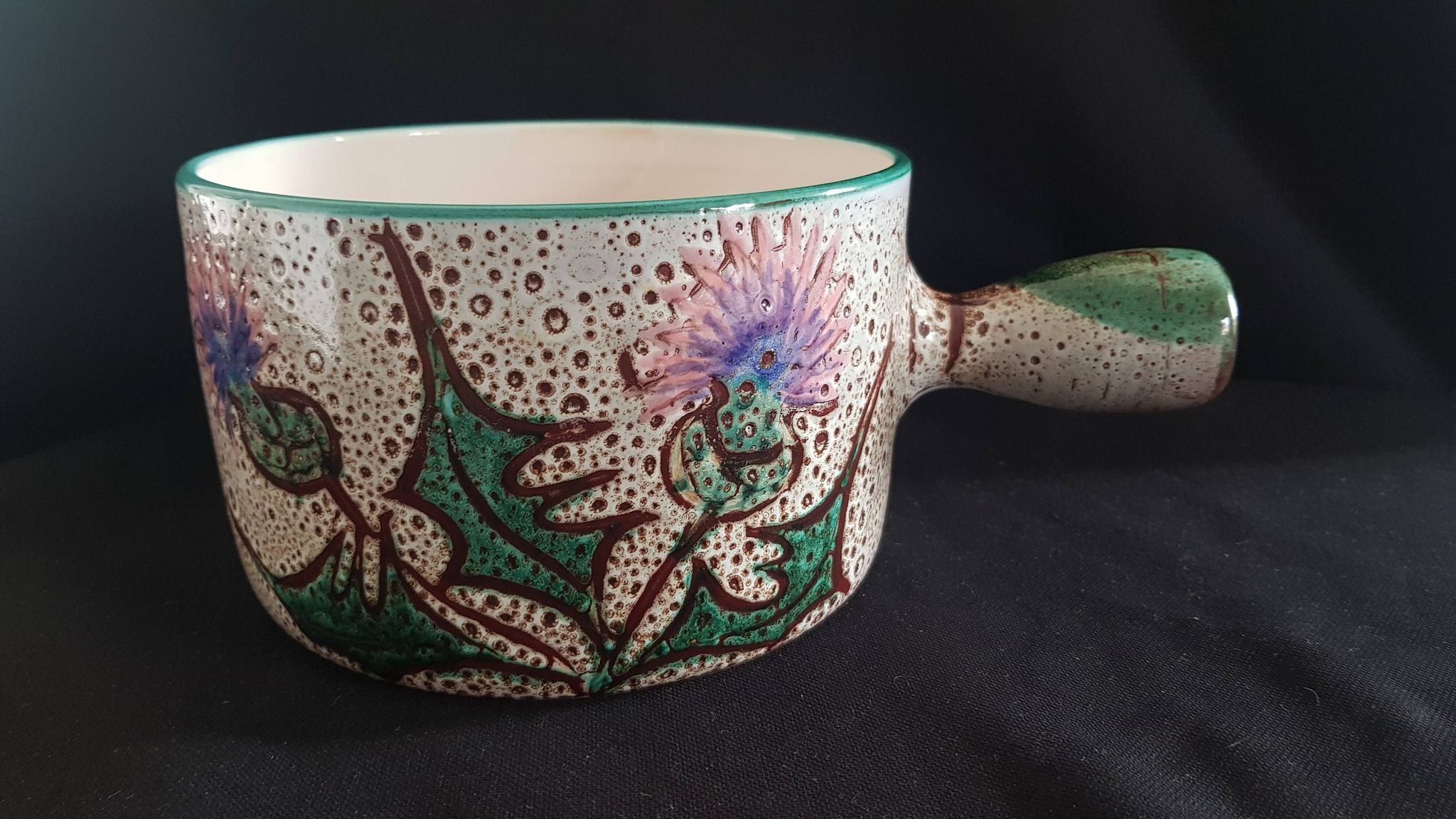 Vallauris frying pan with "Aux Chardons" motif, by Etienne Daniel