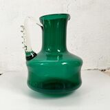 Pichet en verre soufflé vert vintage