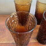 6 orangeade glasses with tree bark