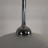 Vintage suspension with opaline lampshade and black decoration, 1950s.