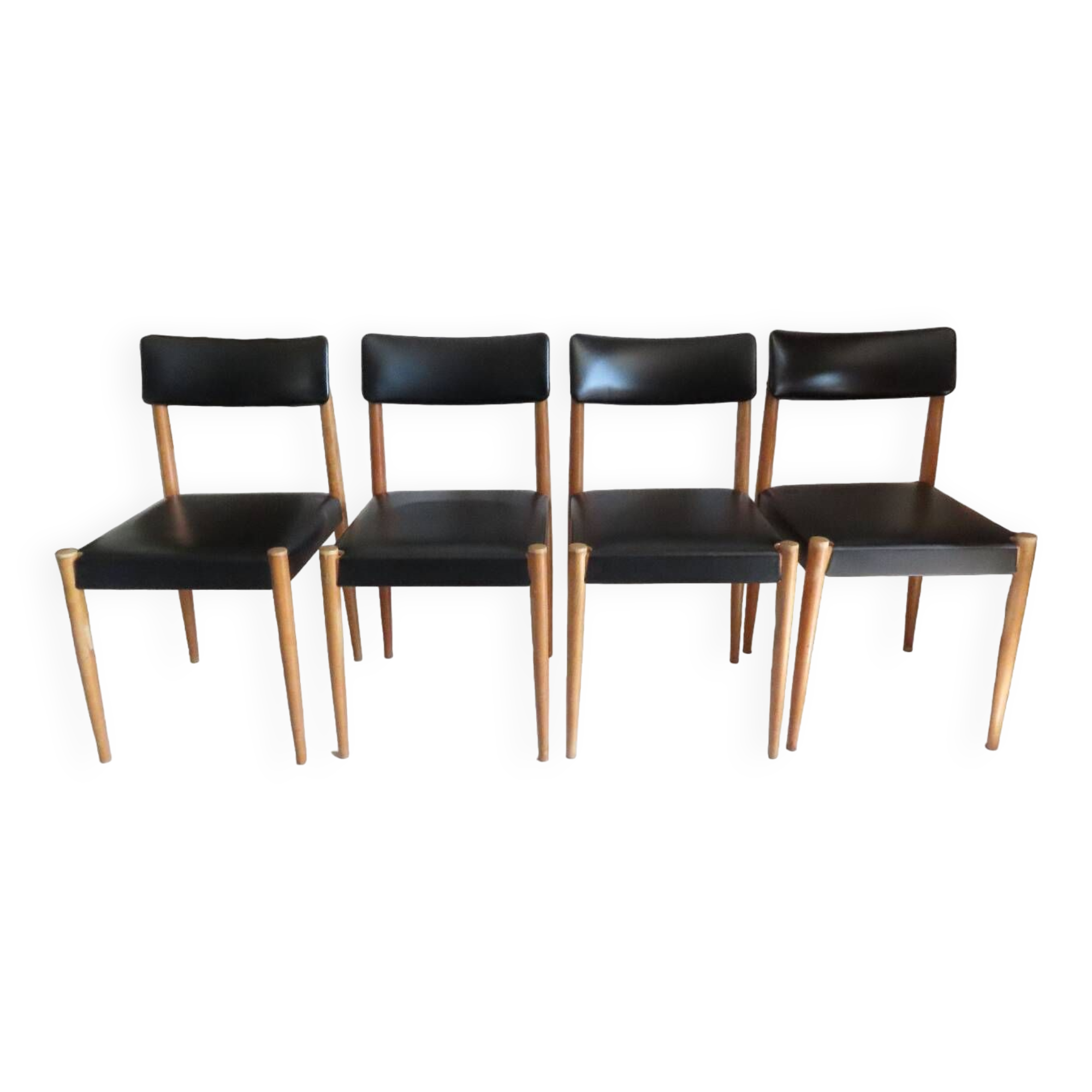 4 Chaises Scandinave Noires Années 50/60 Vintage