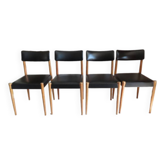 4 Black Scandinavian Chairs from the 50s/60s Vintage