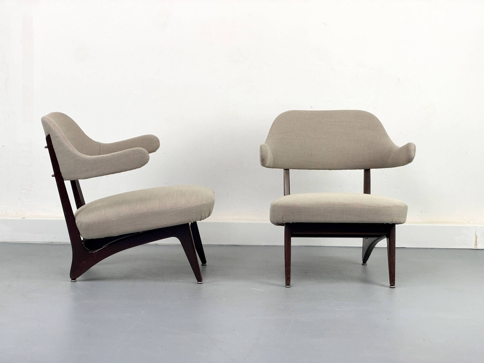 Lounge chairs with new fabric, 1950s, Set of 2